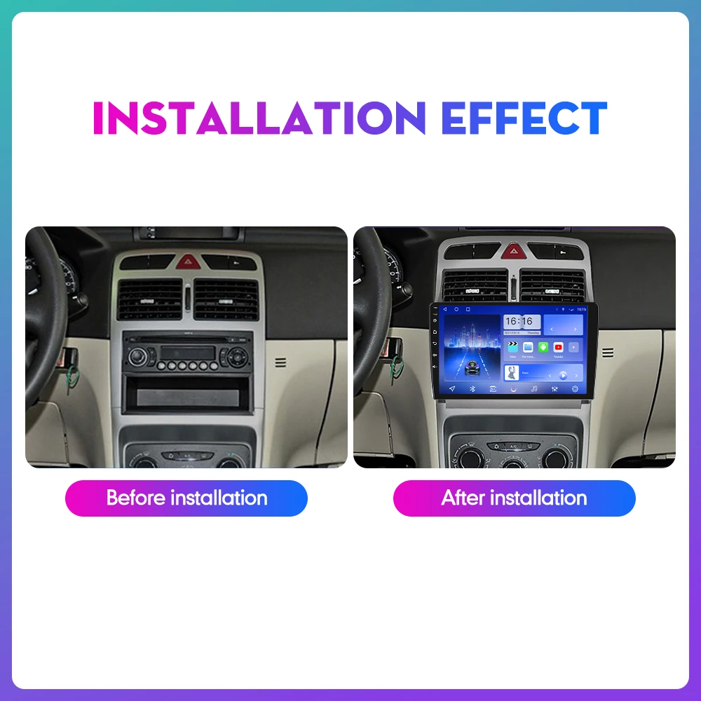 For Peugeot 307 2002-2013 10.33 Inch Car Radio 2Din Android Octa Core Car Stereo DVD GPS Navigation Player QLED Screen Carplay