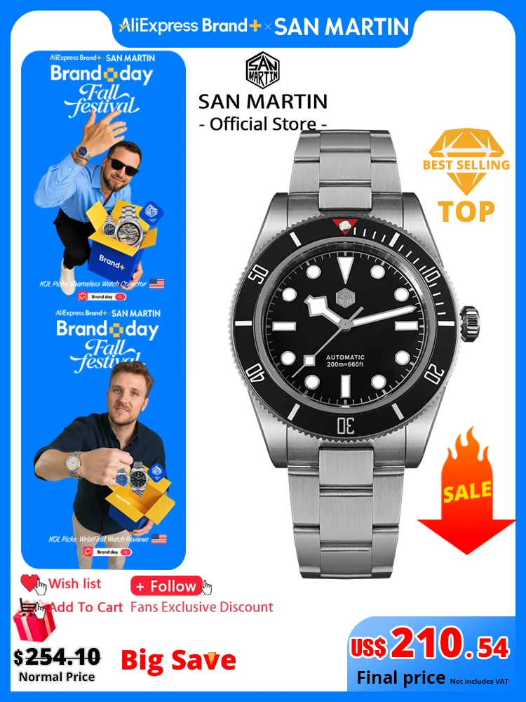 San Martin Upgraded BB58 40mm Retro Luxury Men Diver Watch NH35 Automatic Mechanical Sapphire 200m Waterproof Reloj SN0008D
