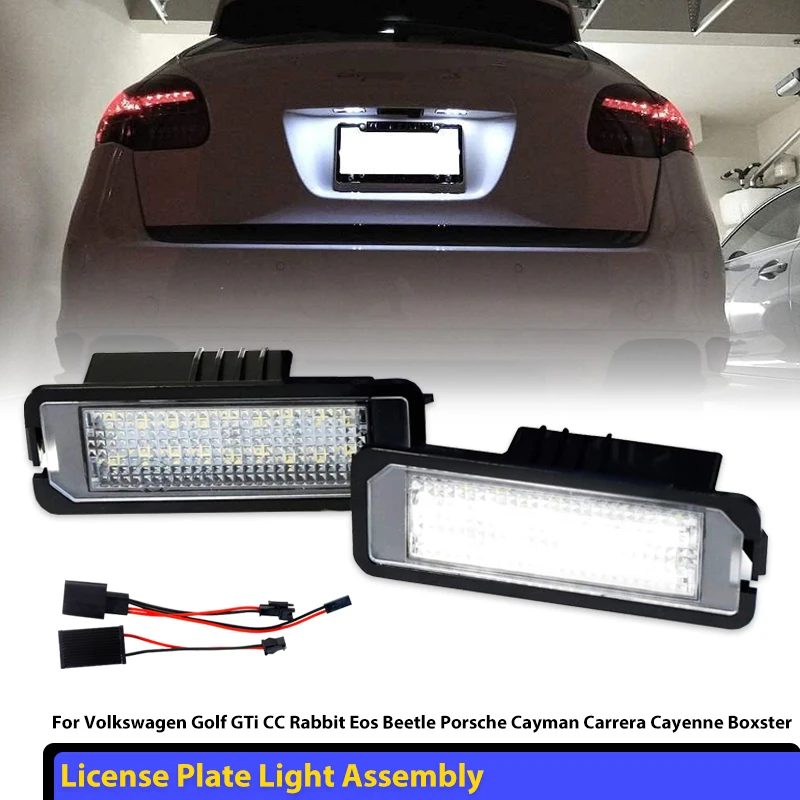 2Pcs For Porsche 911 Carrera Targa 987 Boxster Cayman 958 Cayman 987 981 Cayenne 958 2011-20 Macan 95B LED License Plate Lights