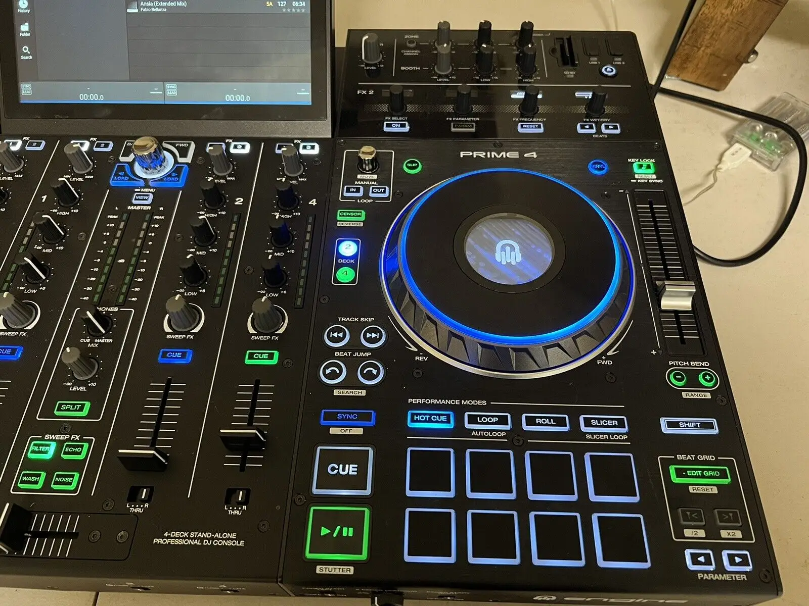 ALI-EXPRESS SUPER (مبيعات مخفضة الصيف) أصيلة Denon DJ PRIME 4 4 Deck وحدة تحكم DJ الذكية المستقلة أسعار الجملة