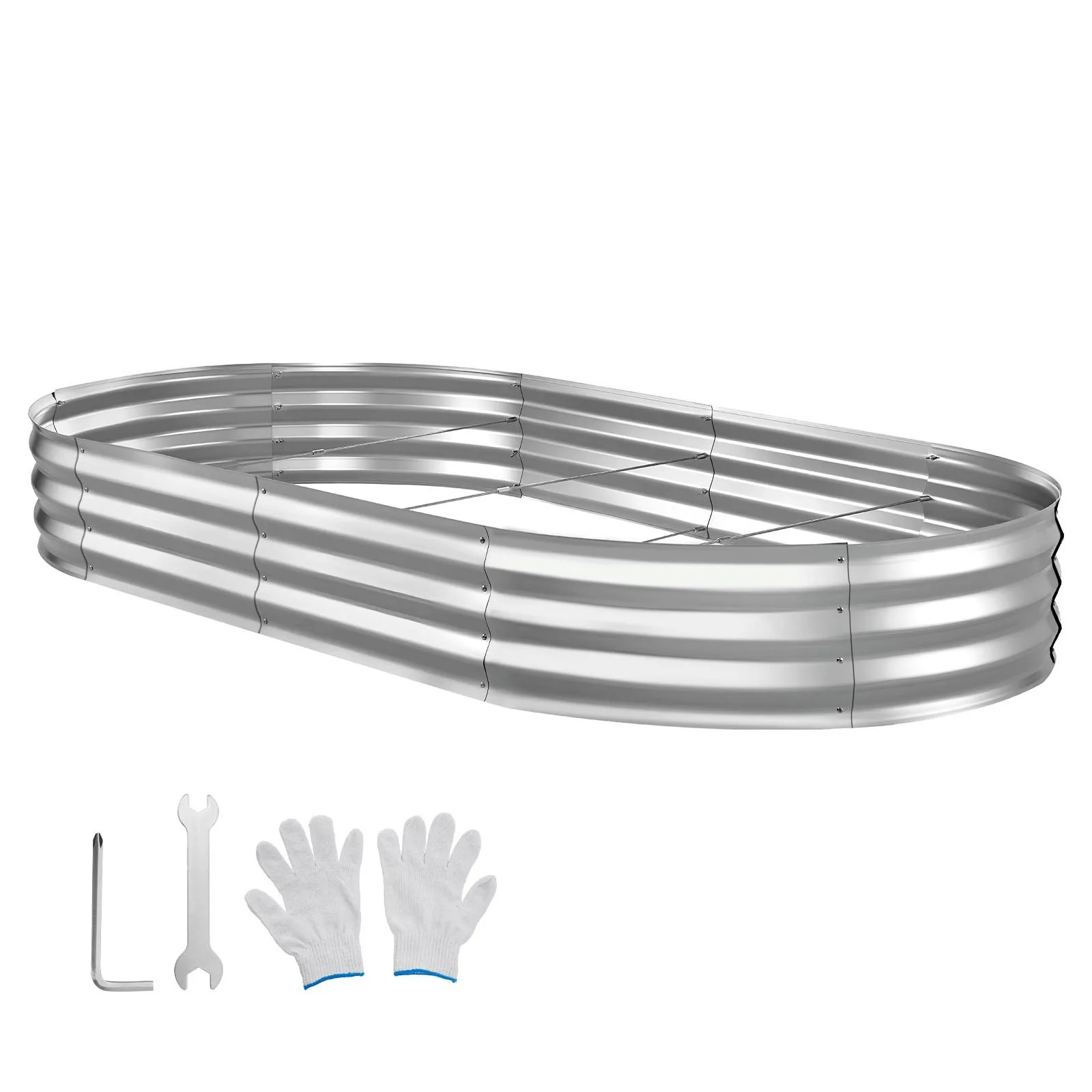 

Оцинкованная металлическая овальная грядка-клумба 8 x 4 x 1 фут, серебристая