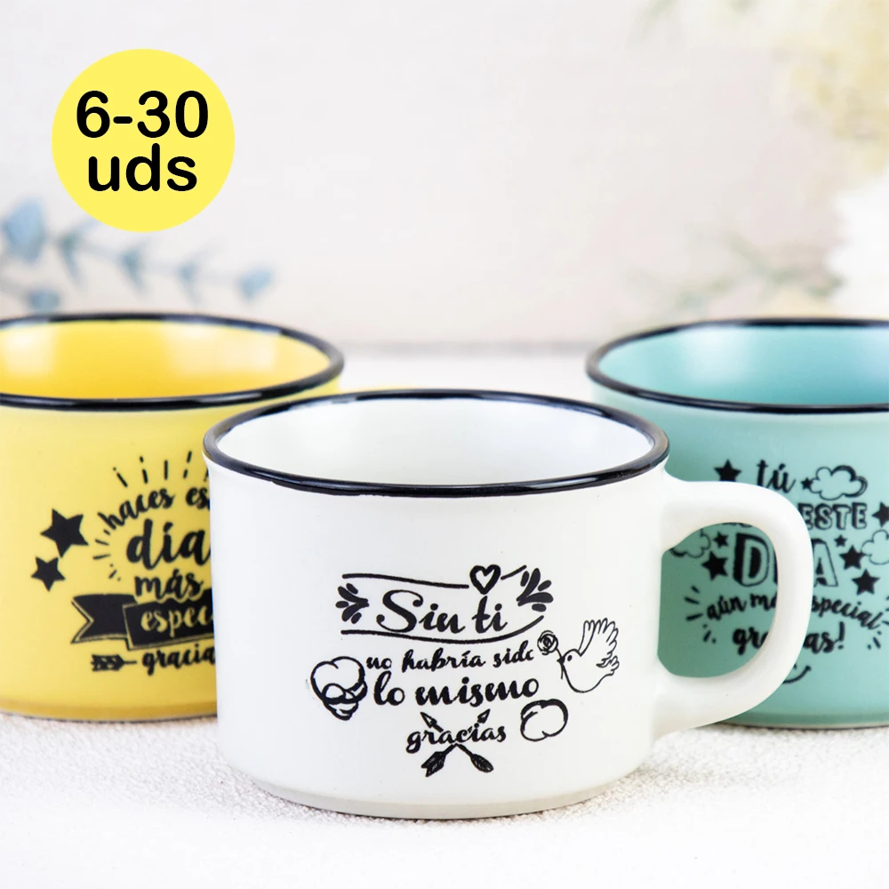 6-30 pcs/lot Vintage Original Mugs, Special Dedatory Phrase, 3 Different Models, Communion Details for Guests, Wedding Guest Details, Christening Memories, Gift Store