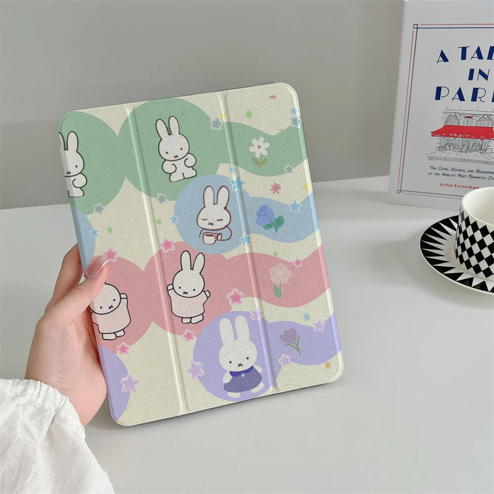 INS Cute Candy Star Flower Miffy Rabbit Is Suitable for iPad A16 2024 11 Inch, 2025 Air 5/4, 10.9-Inch iPad 10, 9.7 Inch, 10.2/1
