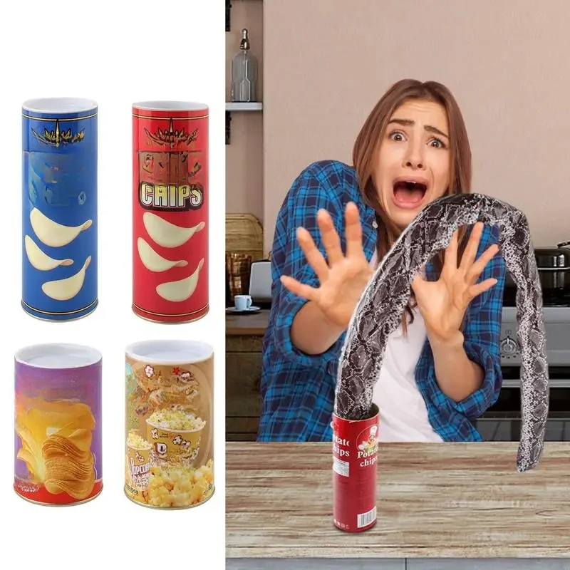 Jouet Serpent Sauteur Amusant en Forme de Boîte de Chips, Cadeau pour le Poisson d'avril, Décoration de Fête d'Halloween, Blagues, Farces, Tours, Jouets Amusants