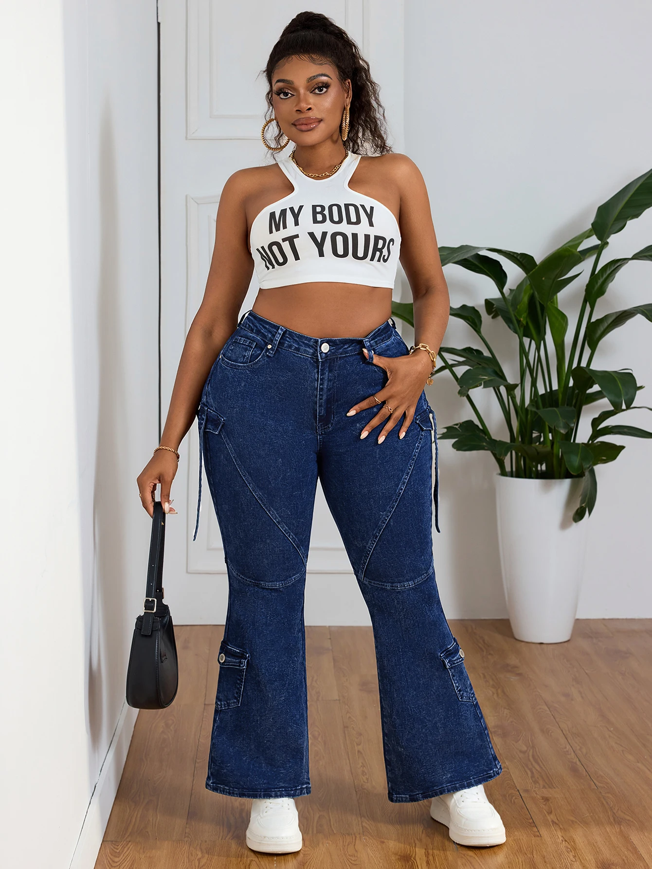 

Джинсы-клеш с высокой талией для женщин, широкие джинсовые брюки, повседневные свободные брюки-клеш, уличная одежда, стиль Y2K