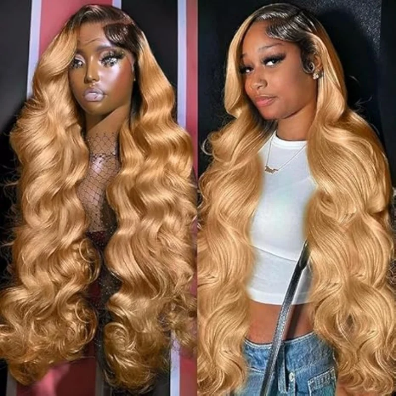 1B/27 Ombre Color Body Wave Wigs 13x4 HD Lace Frontal Wigs Human Hair 4x4 HD Lace Closure Preplucked 30 Inch HD Lace Front Wig