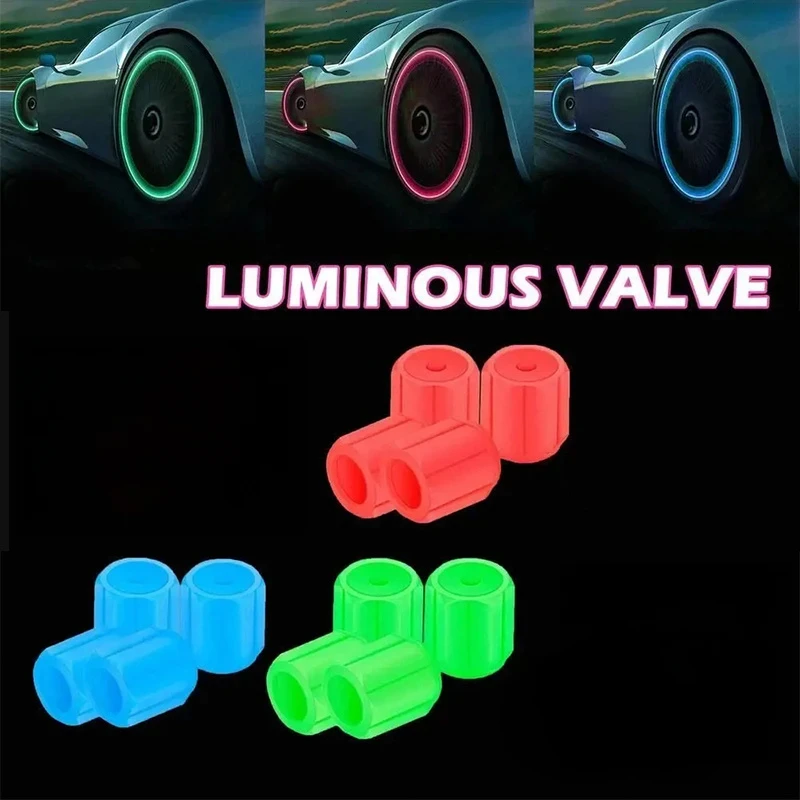 4 Piece Luminous Tire Valve Cap, Suitable for Motorcycle and Car Accessories, Night Riding Safety and Tire Protection #1