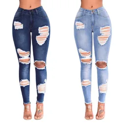 Jean Déchiré Slim pour Femme, Pantalon Crayon en Denim, à la Mode, de Rue, Hipster, FjCasual, Offre Spéciale, 2022