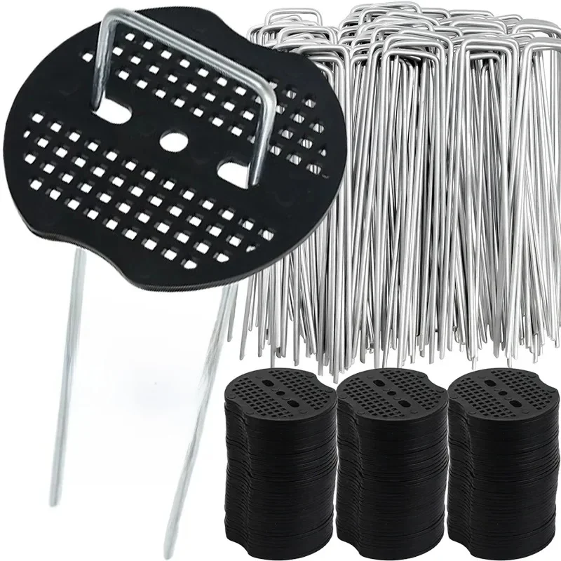 100/10 pièces joints en plastique pour ongles en forme de U agrafes de jardin chevilles joint aménagement paysager revêtement au sol tube Film tampons de cheville fixes