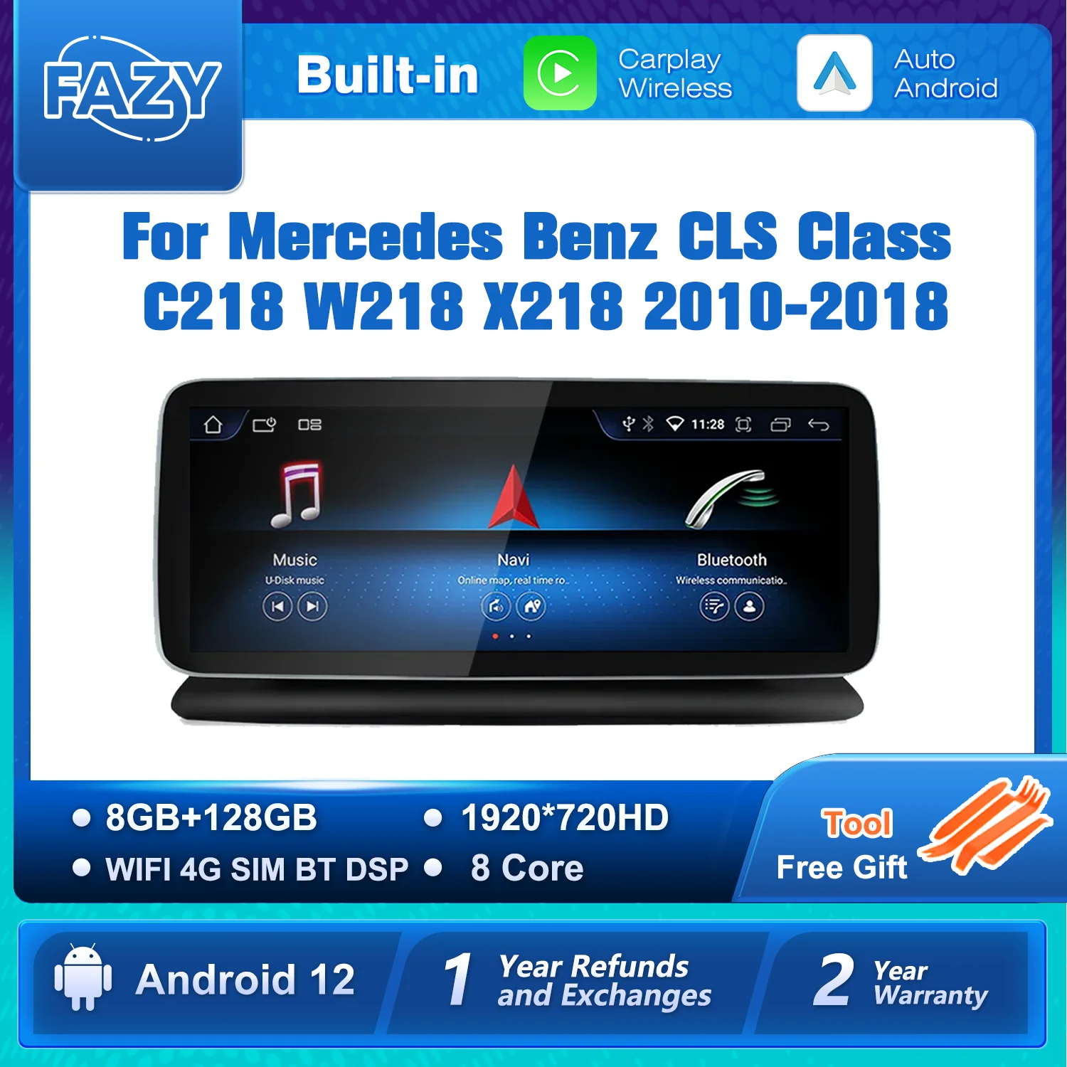 

Android 13 8+128 Wireless CarPlay For Mercedes Benz CLS Class C218 W218 X218 2010-2018 Multimedia Player Navigation GPS Stereo