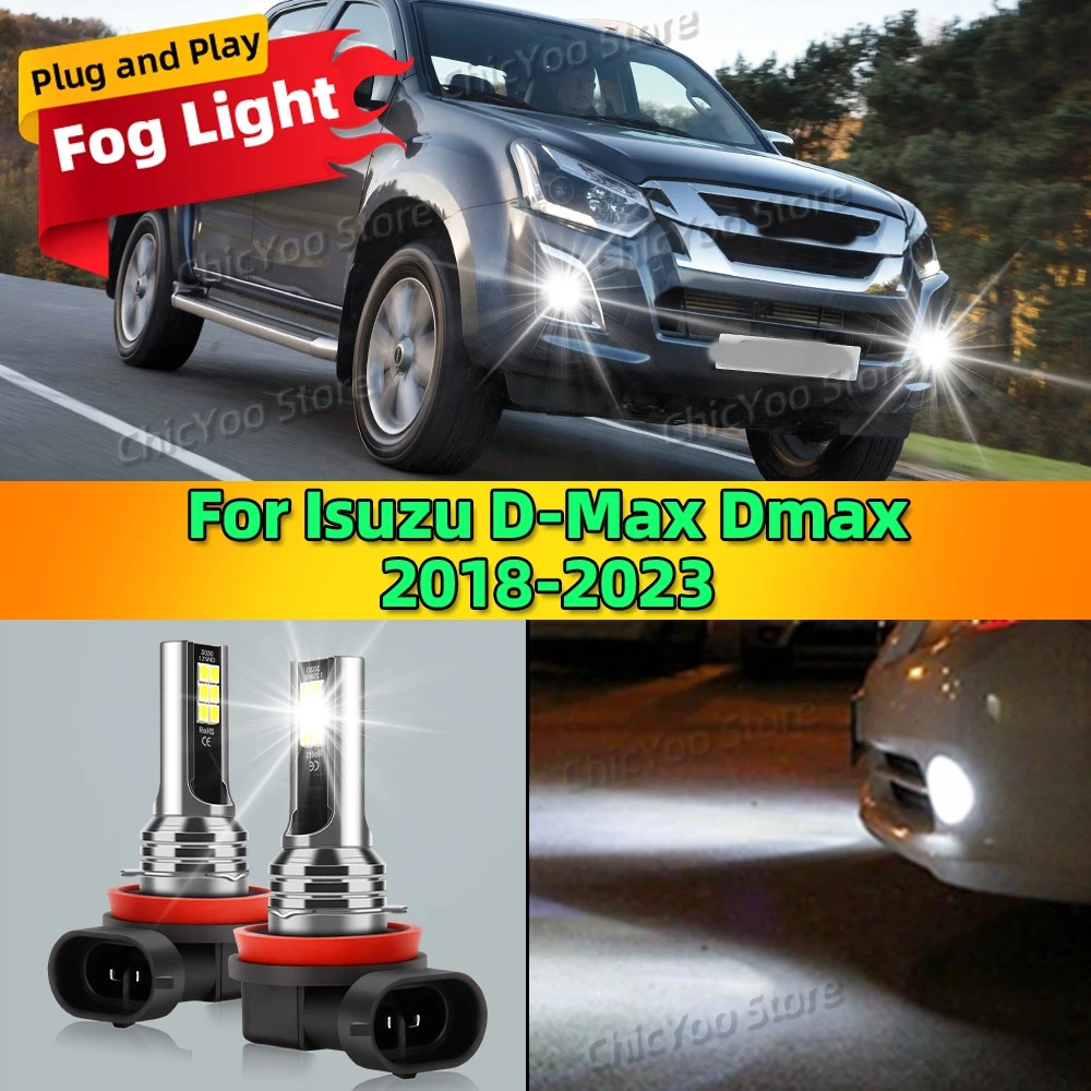 6000K Front Fog Light LED Bulb Accessories Lamp Canbus 80W For Isuzu D-Max Dmax 2018 2019 2020 2021 2022 2023 Plug and Play