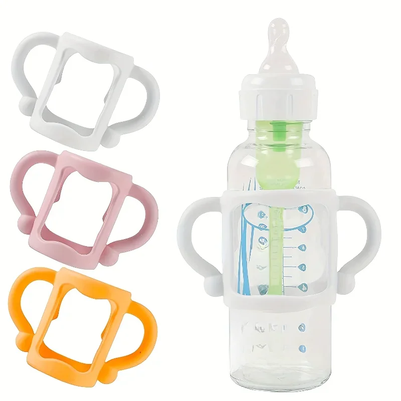 Silikon-Flaschengriff für schmale Babyflaschen, leicht zu greifender Griff, bietet Platz für die meisten Flaschen – BPA-freies weiches Silikon