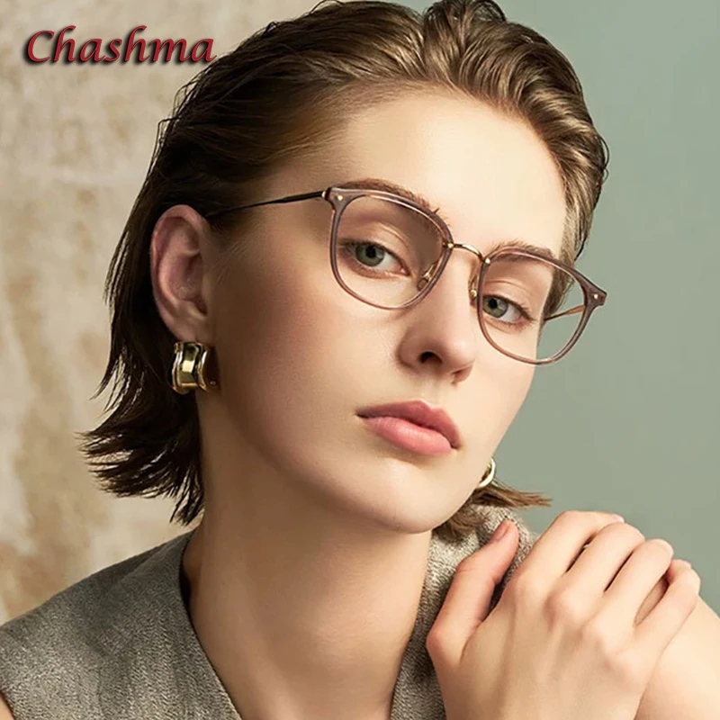 Chashma Prescription Glasses Women Fashion Square Optical TR90 Titanium Ultra Light Eyeglasses Frames Eyewear Recipe Spectacles