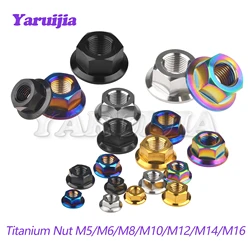 Yaruijia Titanium Nut M5/M6/M8/M10/M12/M14/M16 Flange Nut Bolt Cap for Motorcycle Bicycle Bike