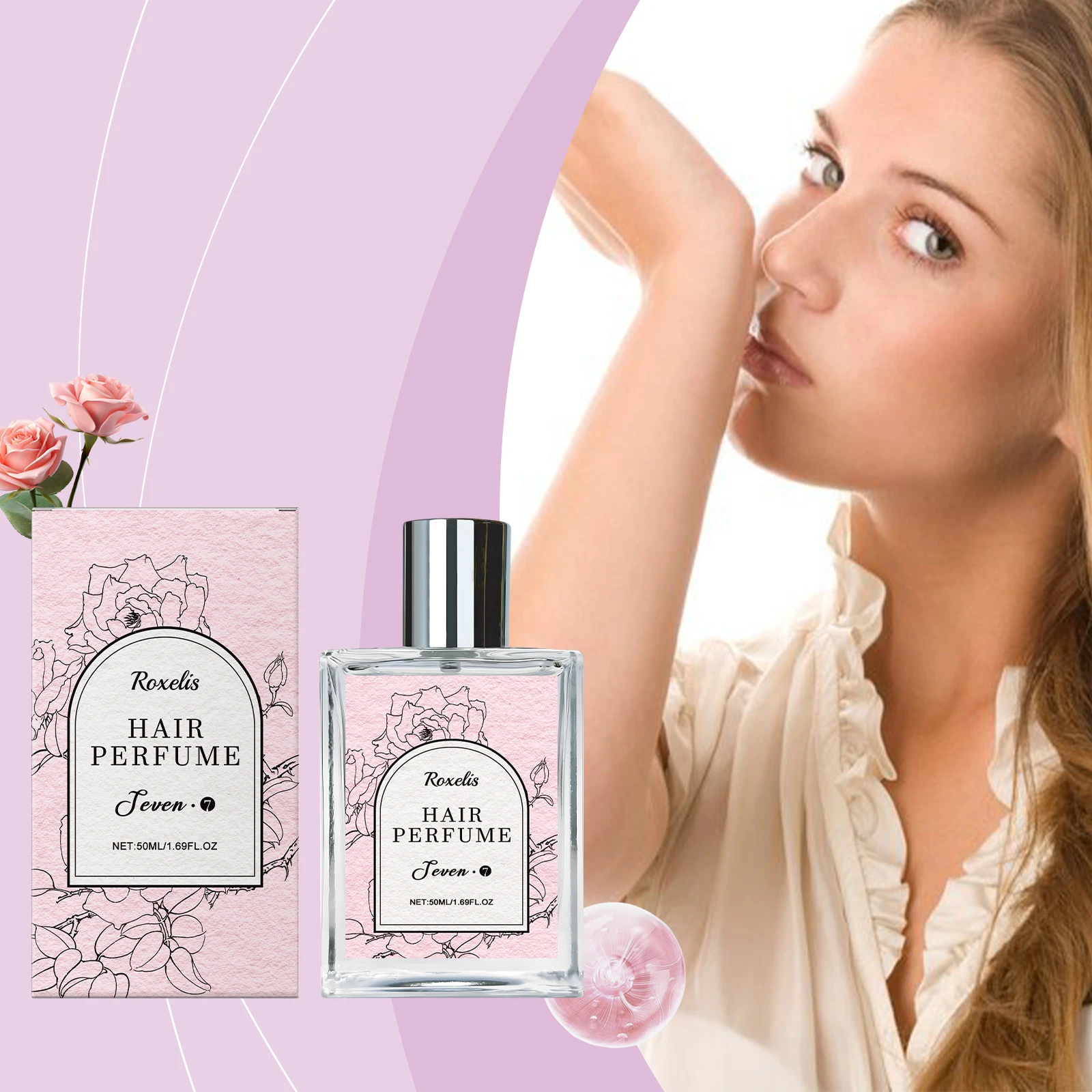 Roxelis 30ml Rose Hair Perfume Lasting Floral Fragrance Charming Lady Refreshing Body Hair Elegant Scent Glamour Dating Perfume