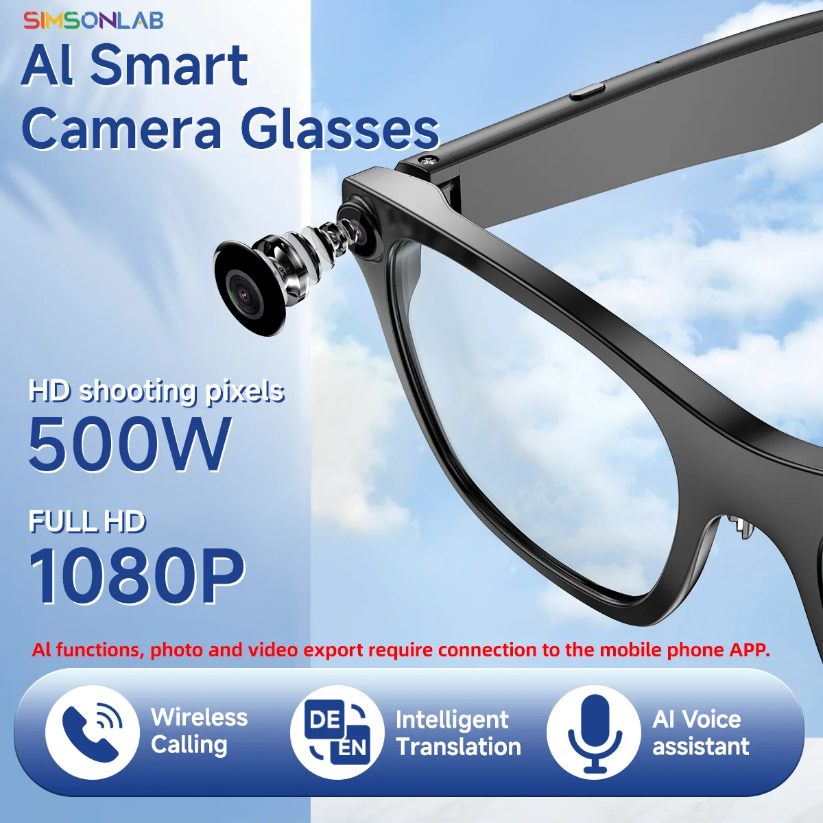 

Smart Glasses Bluetooth Calling Camera AI Translate&Conversation Video Recording Fashionale Headphone Men Women Gifts