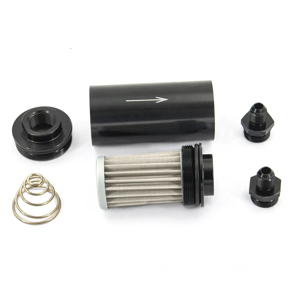Aluminiowy filtr paliwa Inline 100 mikronów Filtr paliwa do czyszczenia 6AN 8AN 10AN Adapter 9 mm Uniwersalny — zdjęcie 2