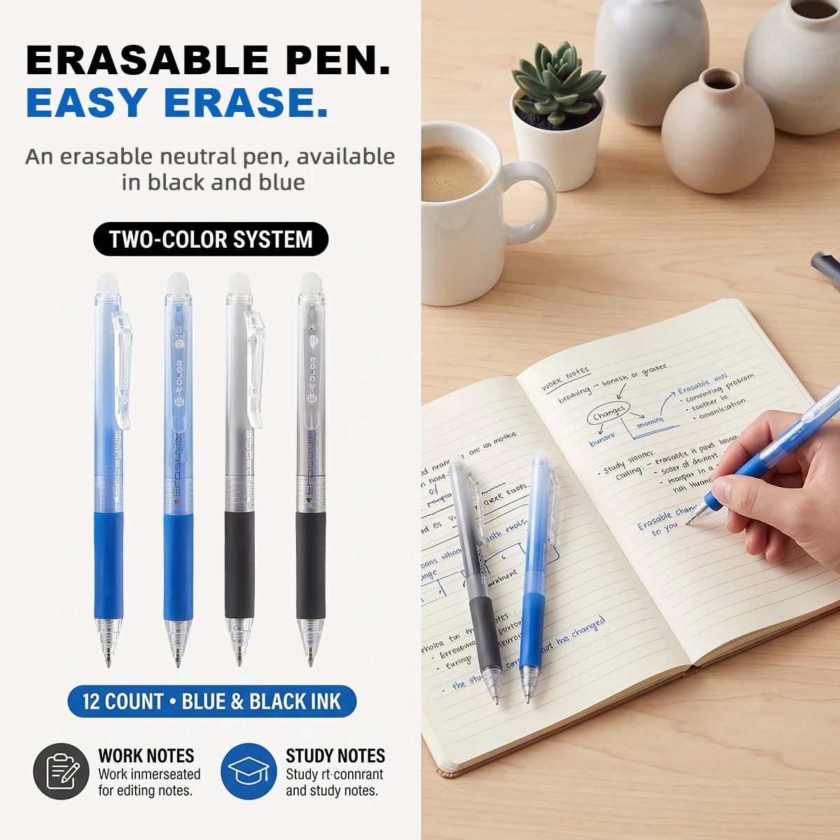 12Pcs Retractable Erasable Gel - огляд і ціна Retractable Eraser Pen Click