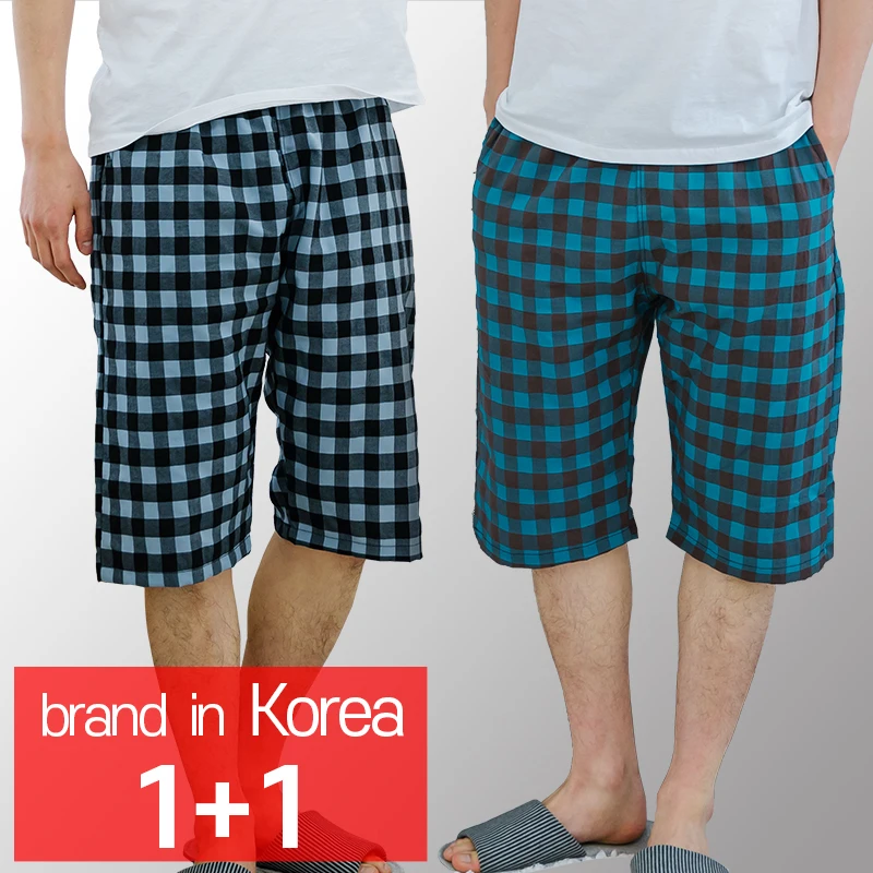 [CALL RA S](1+1 2 pieces) Men's Ombre pajamas/Dark gray + blue green/comfortable // /shorts/night wear/sleepwear/couple pajamas