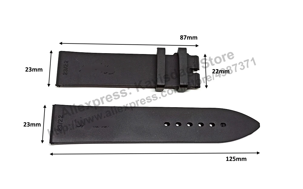 23mm Black Rubber Replacement Watch Band / Strap Compatible with Chopard Racing Classic