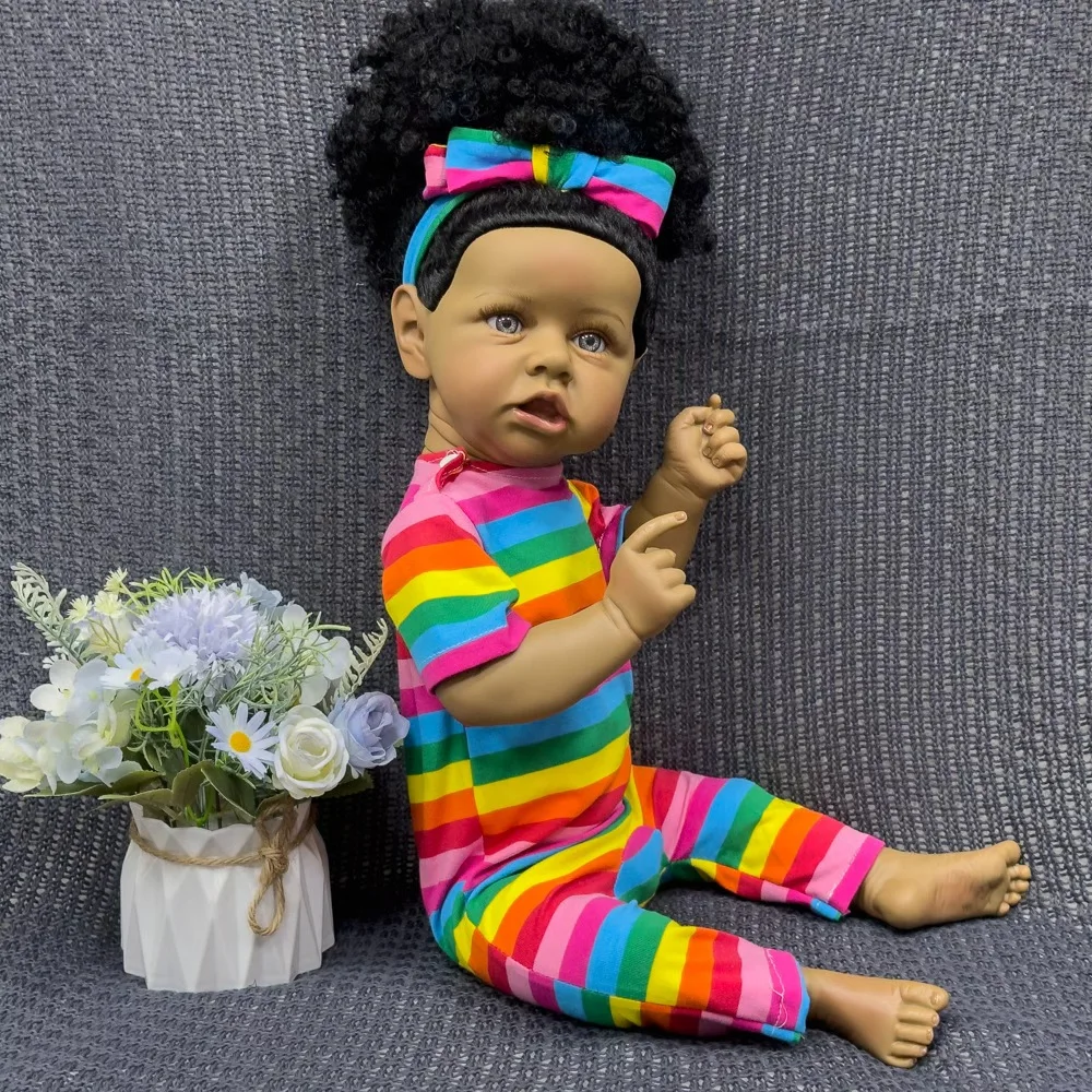 Bambole per bambini rinate realistiche: bambola realistica in vinile morbido e carino da 22 pollici, bambole gonfiabili per la vita reale (SOLO BAMBOLA/SENZA ACCESSORI)