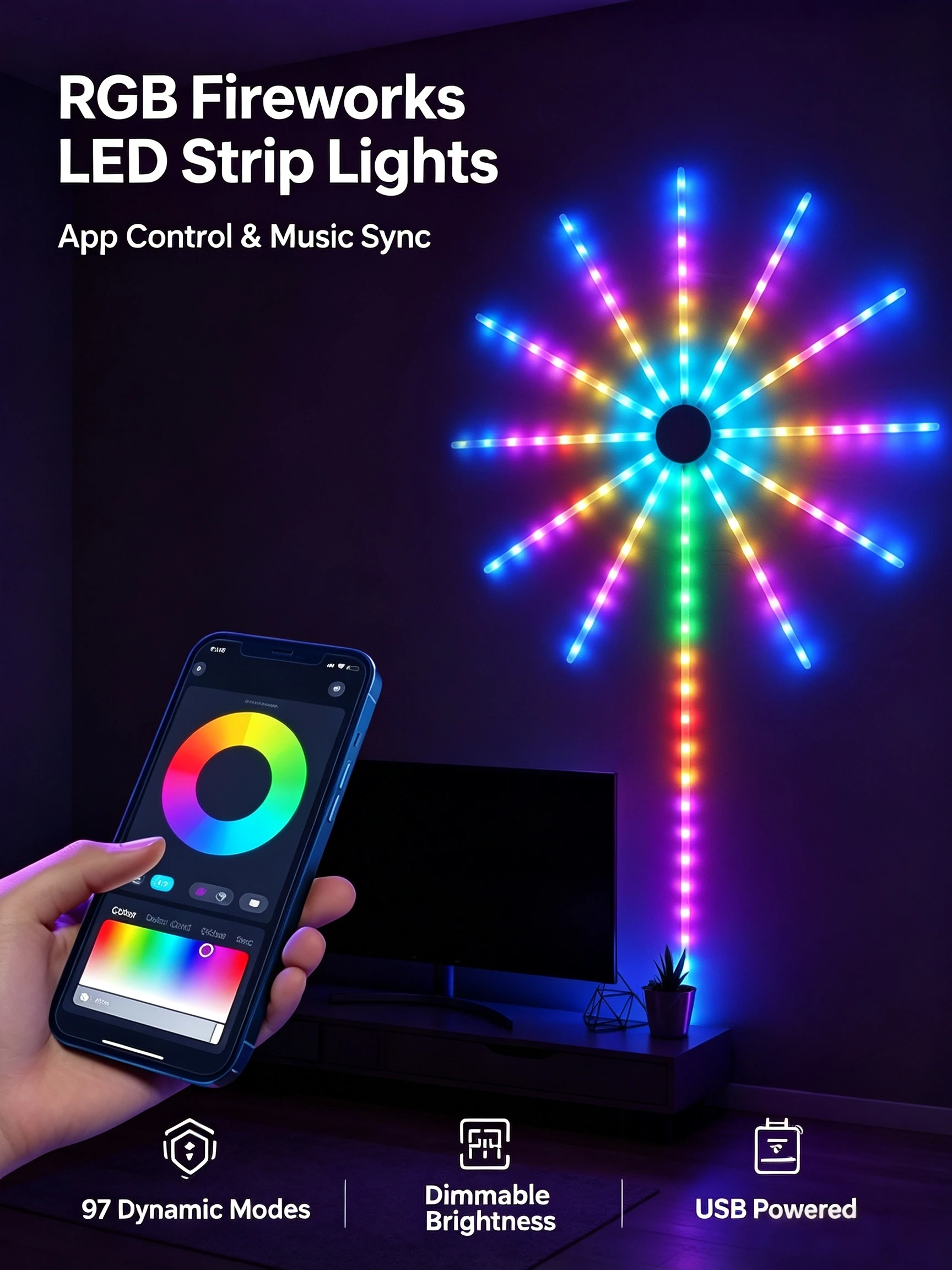 Ambient Light Bar Usb - Fita de LED RGB 5V USB