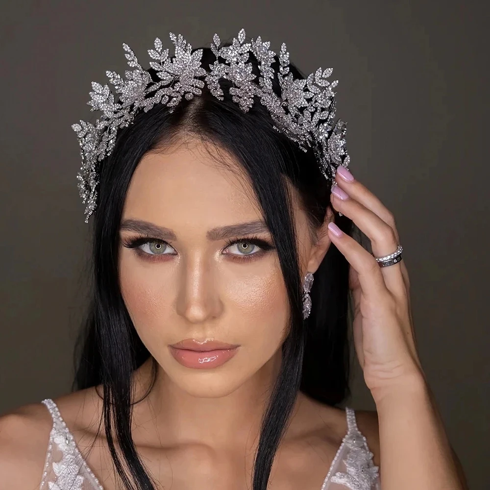 

Leaf Headband Baroque Bridal Hairband Tiara Crystal for Women Wedding Rhinestone Flower Headpiece Flower Girl Hair Accessories