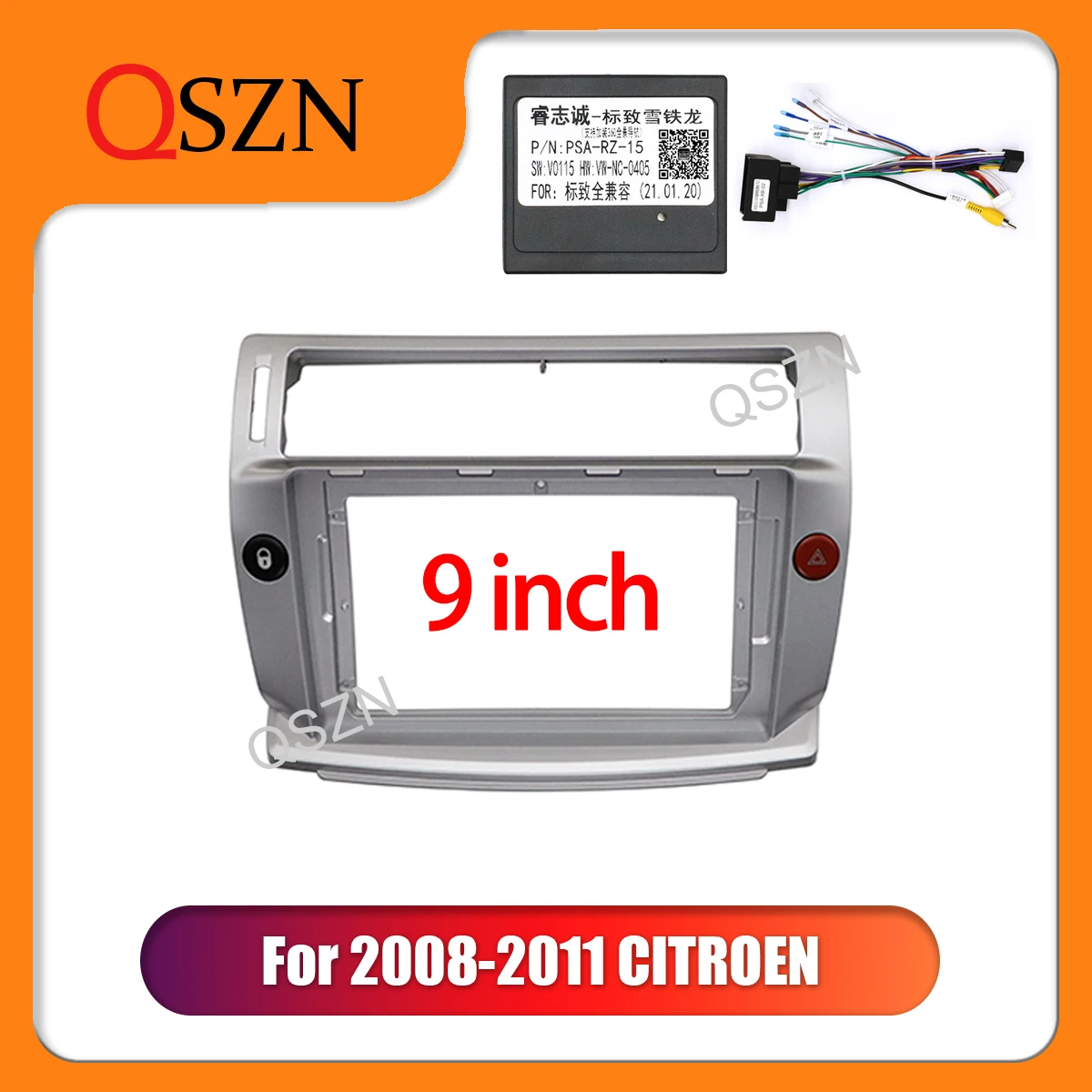 

QSZN 9 Inch Car radio Frame Fascia For Citroen C-Quatre C4 2004-2009 canbus Trim Panel Dashboard Mount Kit 2 Din DVD Stereo