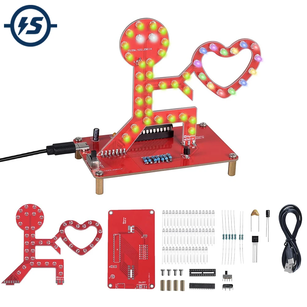 

DIY Soldering Project Kit Love Proposal LED Soldering Practice Kit RGB LED Light DIY Electronic Kit for Beginners Diyers Student