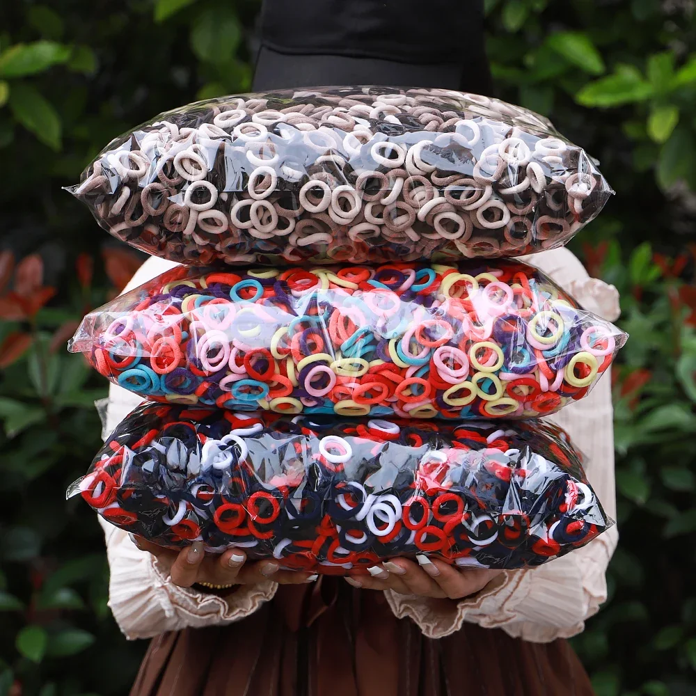 100/300/500 sztuk kolorowe podstawowe nylonowe elastyczne gumki do włosów dla dziewczynek kucyk trzymaj Scrunchie gumka Kid Fashion akcesoria do włosów — zdjęcie 2