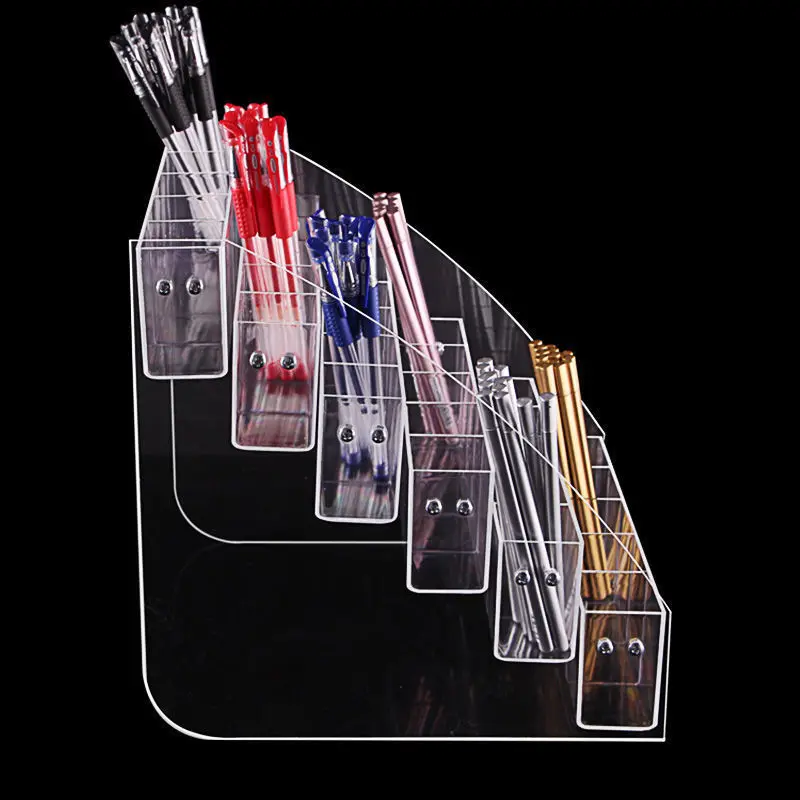 1-7 Tier Acrylic Pen Holder Stationery Store Storage Brush Case Display Stand Desktop Writing Pot Clear Writing Pencil Organiser