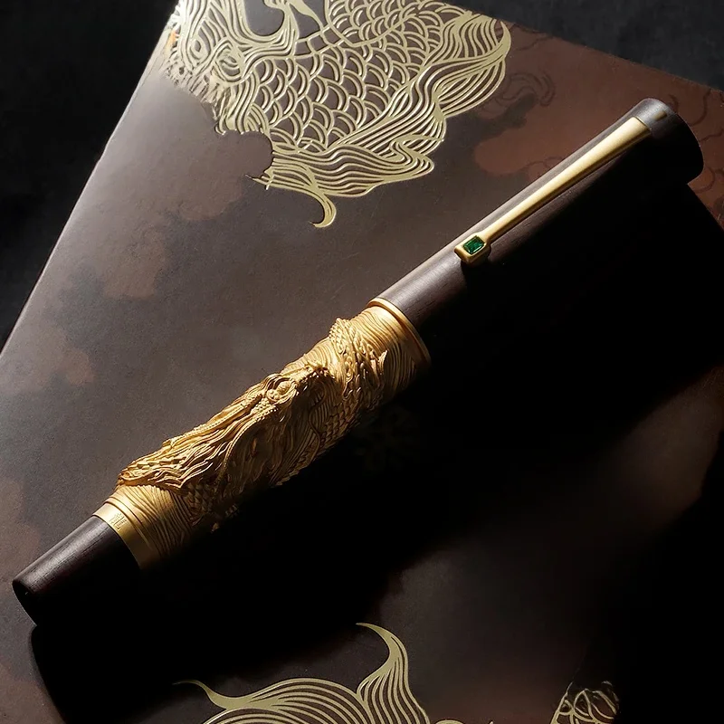 Pióro wieczne LT Hongdian N24 Dragon, drewniane, ręcznie robione, wysokiej jakości mahoniowe pióro do pisania — zdjęcie produktu 7