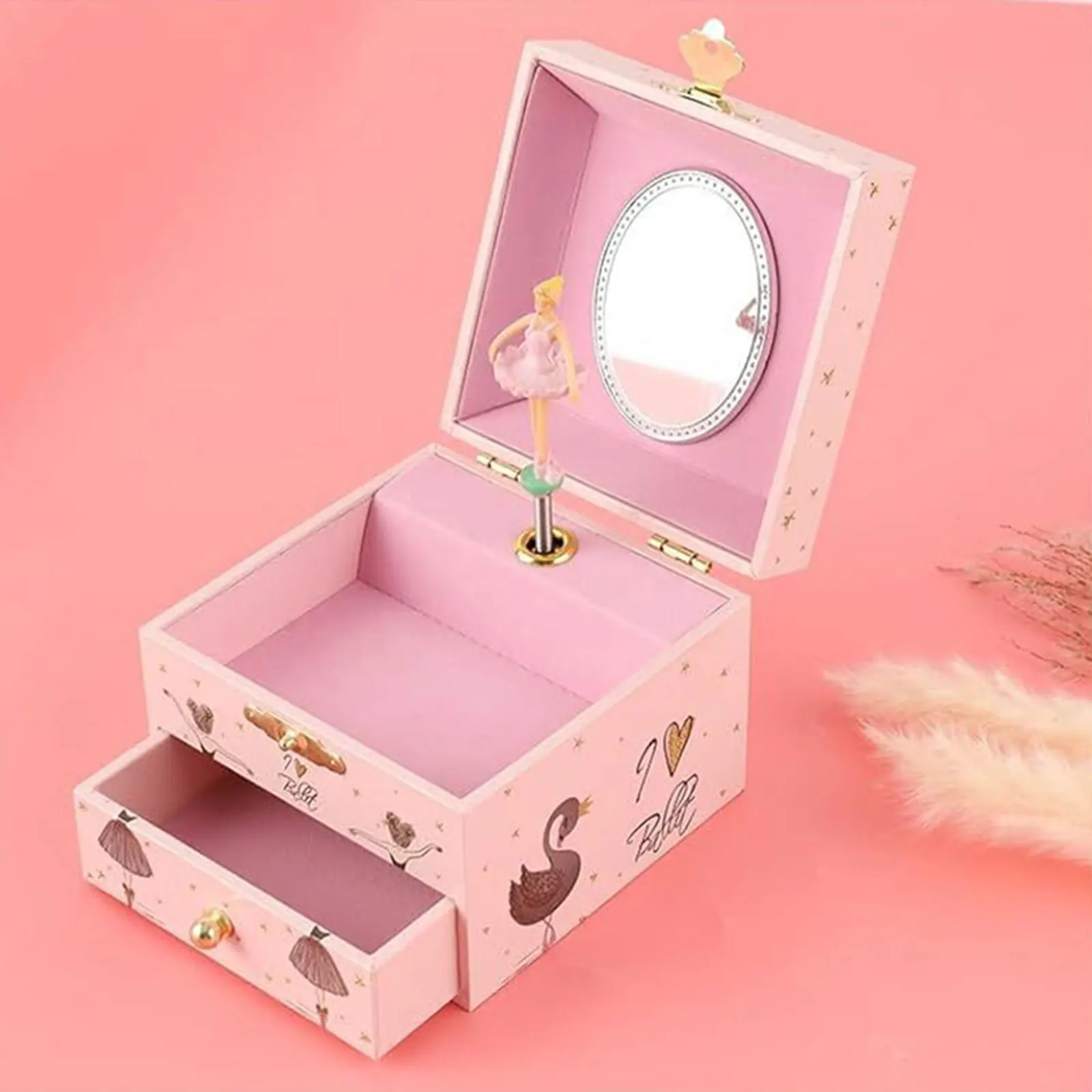 

Музыкальная шкатулка для драгоценностей, стильный чехол для хранения ювелирных изделий в виде балерины с зеркалом, элегантный органайзер для ювелирных изделий для девочек, броши, кольца для часов