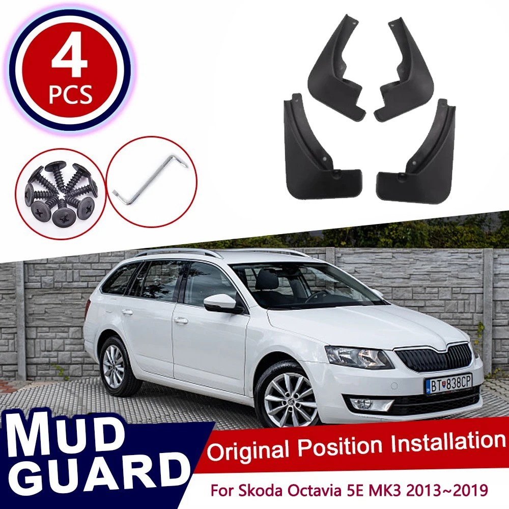 For Skoda Octavia 5E MK3 2013~2019 2014 2015 Fantasia Front Rear 4pcs Set Car Mud Flaps Splash Guards Mudguards Mudflaps Flap