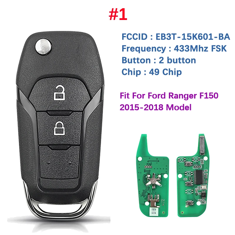 CN018018 315/434/902Mhz 49 Chip For Ford F150 Mondeo Fusion Escort Transit DS7T-15K601-BE Smart Control Flip Remote Car Key Fob