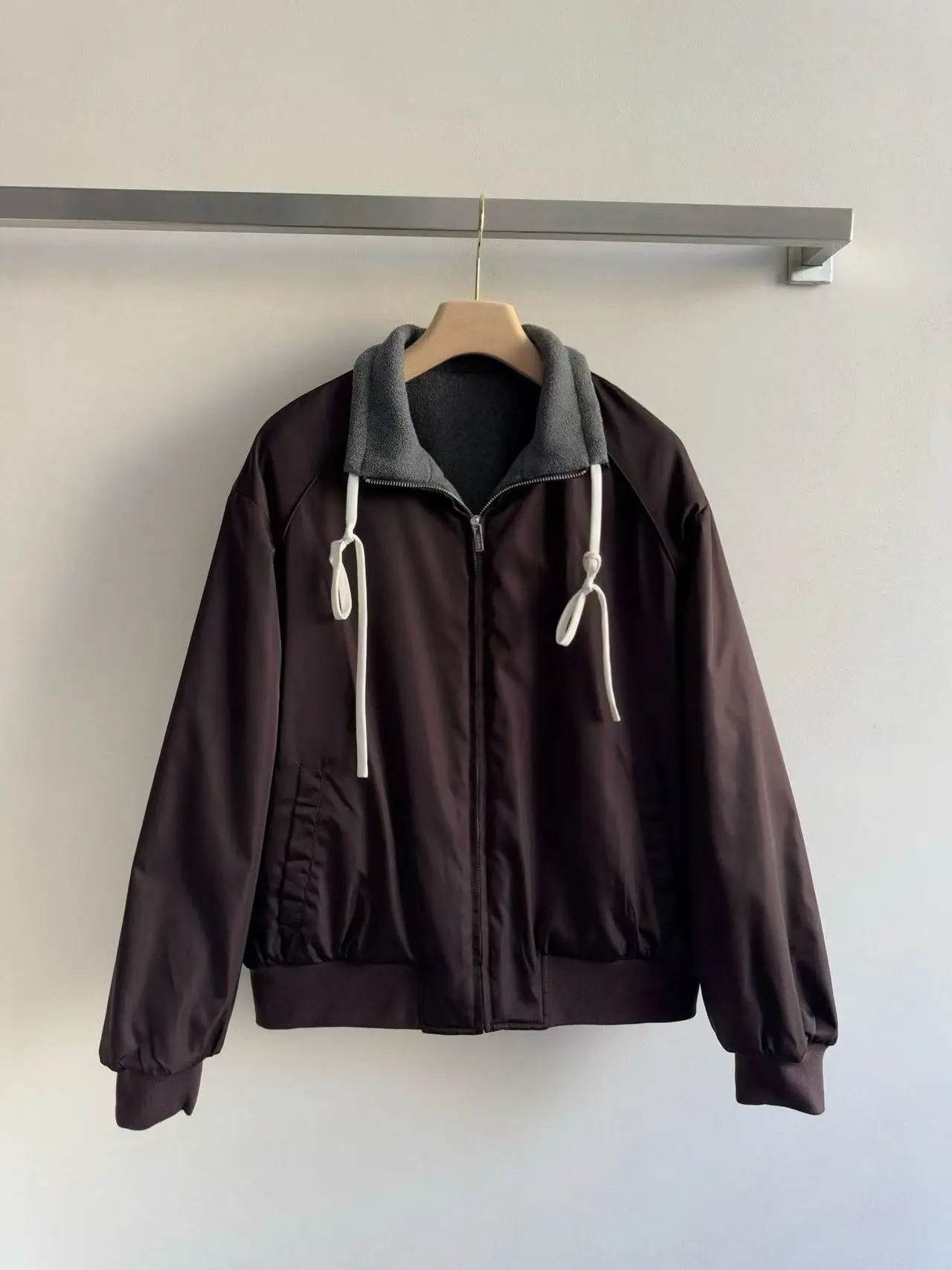 

Осень-зима женская новая однотонная куртка с отложным воротником пальто с длинным рукавом шикарная повседневная одежда высокого качества на молнии с обеих сторон топы