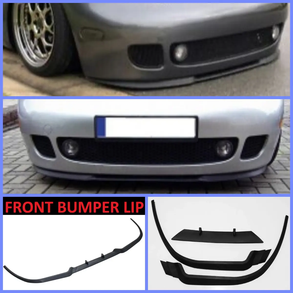 For VW Volkswagen New Beetle CUPRA R FRONT SPOILER BUMPER LIP Euro Spoiler Lip Universal 3 pcs Body Kit Splitter Car Accessories