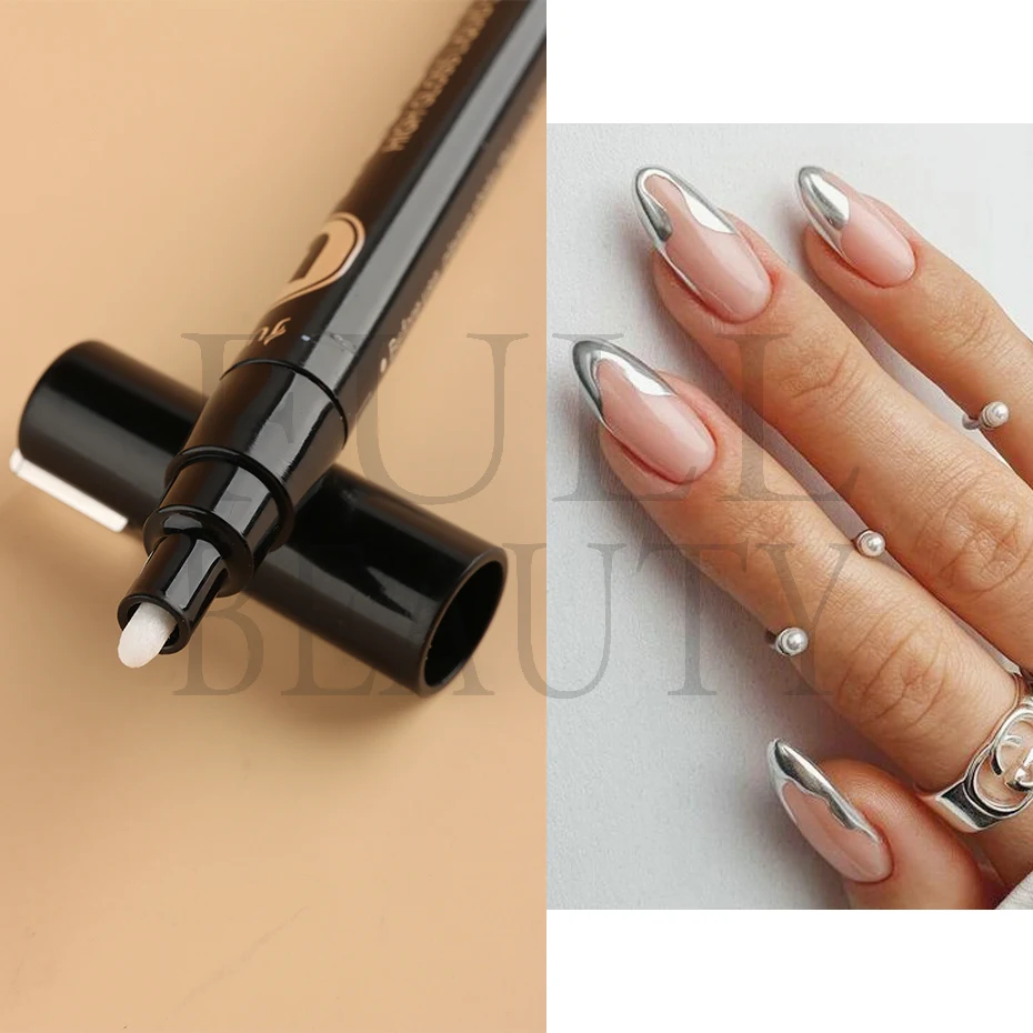 Nail Art Acrylic Graffiti Paint Pens Silver Mirror Reflective Effect Quick Drying DIY Manicure Drawing Marker Pattern Tool LE703