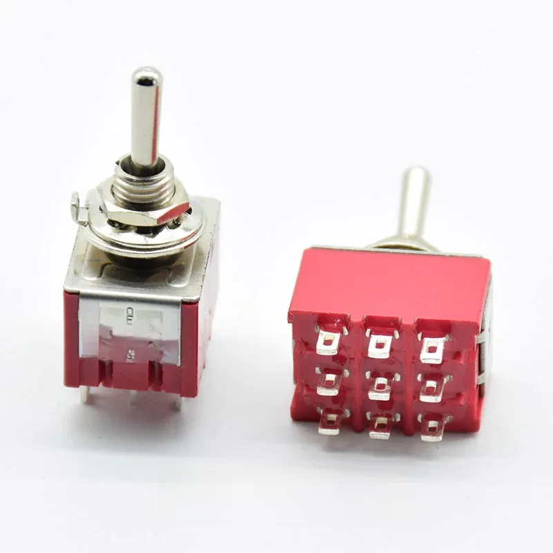 1 PC NOWY Czerwony 9-pinowy przełącznik ON-OFF-ON/ON ON 3/2 pozycji Mini przełącznik dwupozycyjny AC 5A/125V 2A/250V z zaciskiem lutowniczym wodoodporny — zdjęcie 2