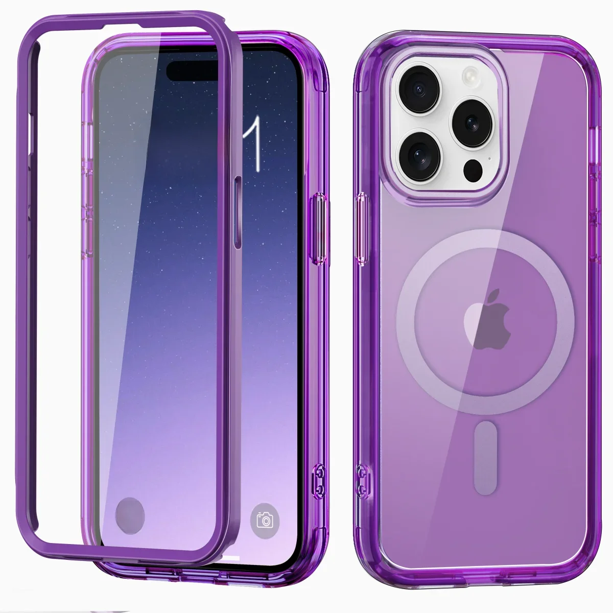 Etui z pełną ochroną ekranu 360 dla iPhone'a 17 16 15 Pro MAX 13 12 11 14 Plus z magnetycznym ładowaniem bezprzewodowym, przezroczysta obudowa z bumperem. — zdjęcie produktu 7