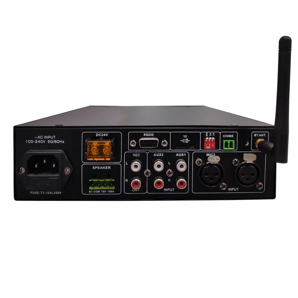 Bluetooth-compatible Power Amplifier 60W Wireless Audio Power Amplificador 100V 70V 4-16ohm USB TF Card Digital Music System