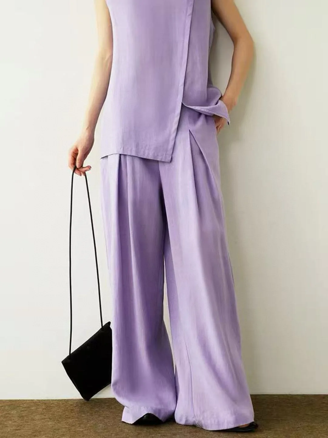 

Women's elegant classic solid color loose 100% linen suit
