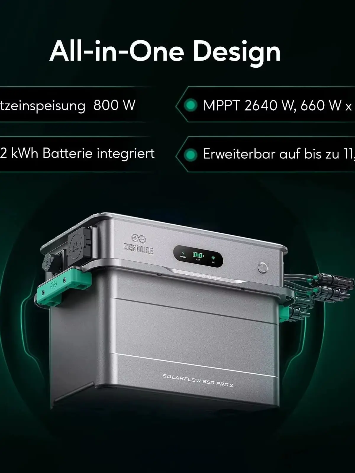 Zendure SolarFlow 800 Pro 2 All-in-One Speicherlösung Balkonkraftwerk
