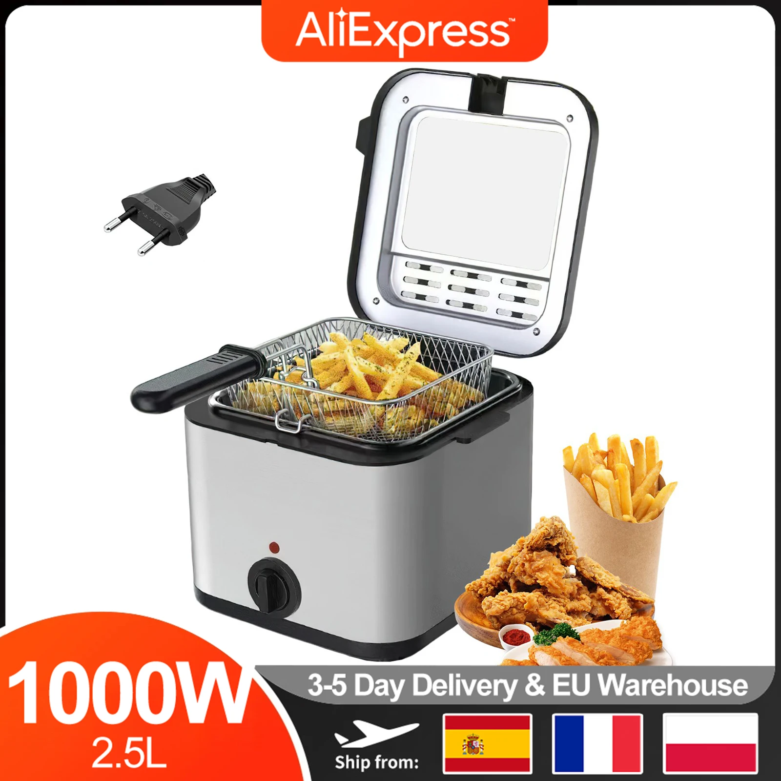 1000W 2.5L Electric Frying Pot for Home Dormitory Multifunctional Visual Frying Pot Machine Baby Food Processor