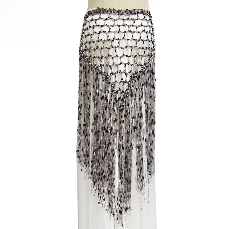 Nowe pasy taniec brzucha trójkąt Wrap kostium Tassel Bellydance szalik Hip akcesoria kobiety styl szal szalik z frędzlami Sexy — zdjęcie 2