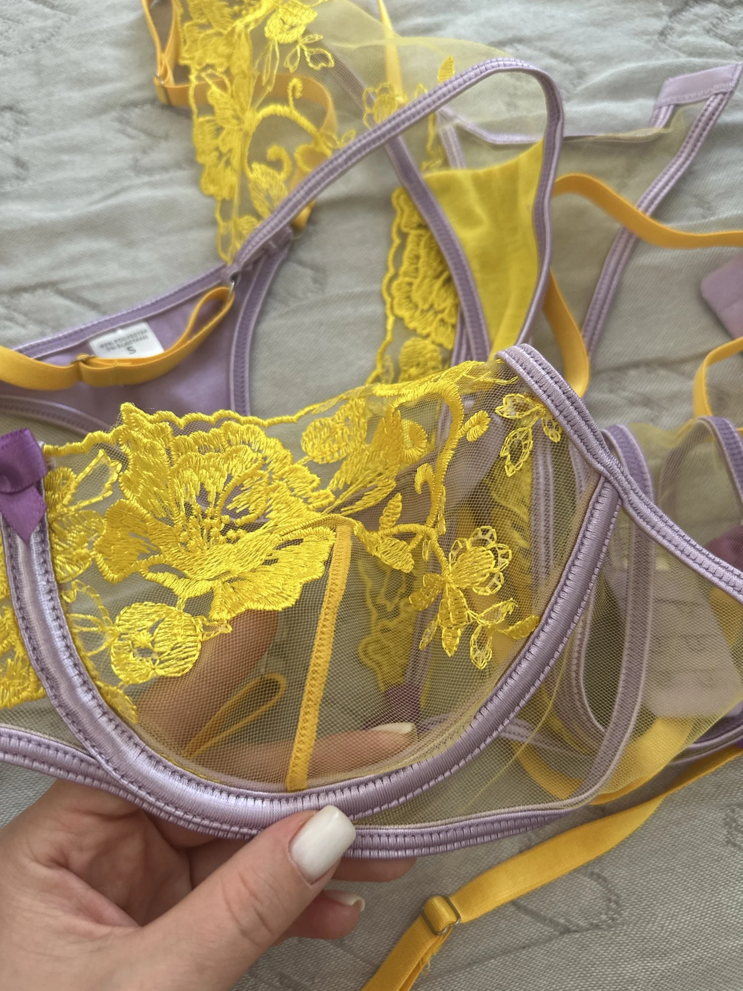 Lingerie Nude Floral Sheer