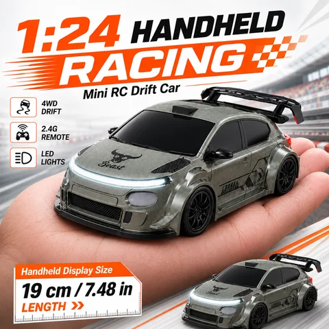 ZNLYRION RC Drift Arabası SG718 1:24 Ölçekli 4WD Değiştirilebilir Yarış Drift Lastikleri LED Farlar Arka Lamba Spor Arka Kanat Uzaktan Kumandalı Yarış Aracı Oyuncak