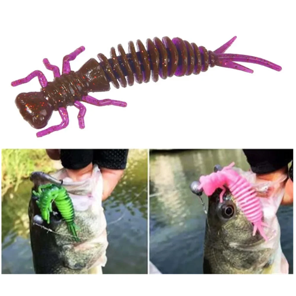 10 sztuk/partia Larwa Worm przynęty miękkie 55mm 75mm 10mm rybi zapach Jig przynęta silikonowa słodkowodna przynęta silikonowa Bass Pike Pesca Tackle — zdjęcie 2