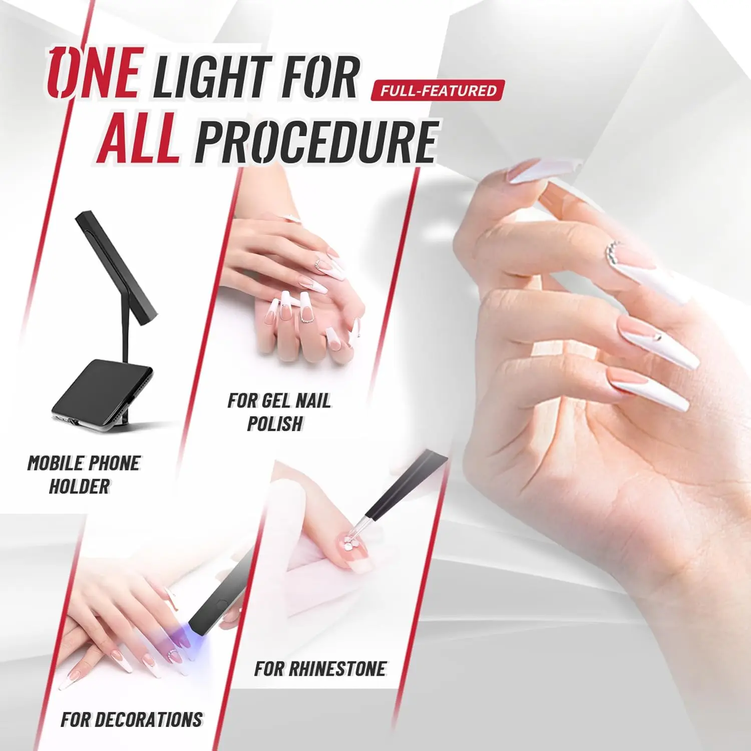 Handheld Nail Dryer Gel Lamp Small Nail Polish Fast Dry Mini Portable Adhesive Glue USB Led Lamp Manicure Tool UV Detector