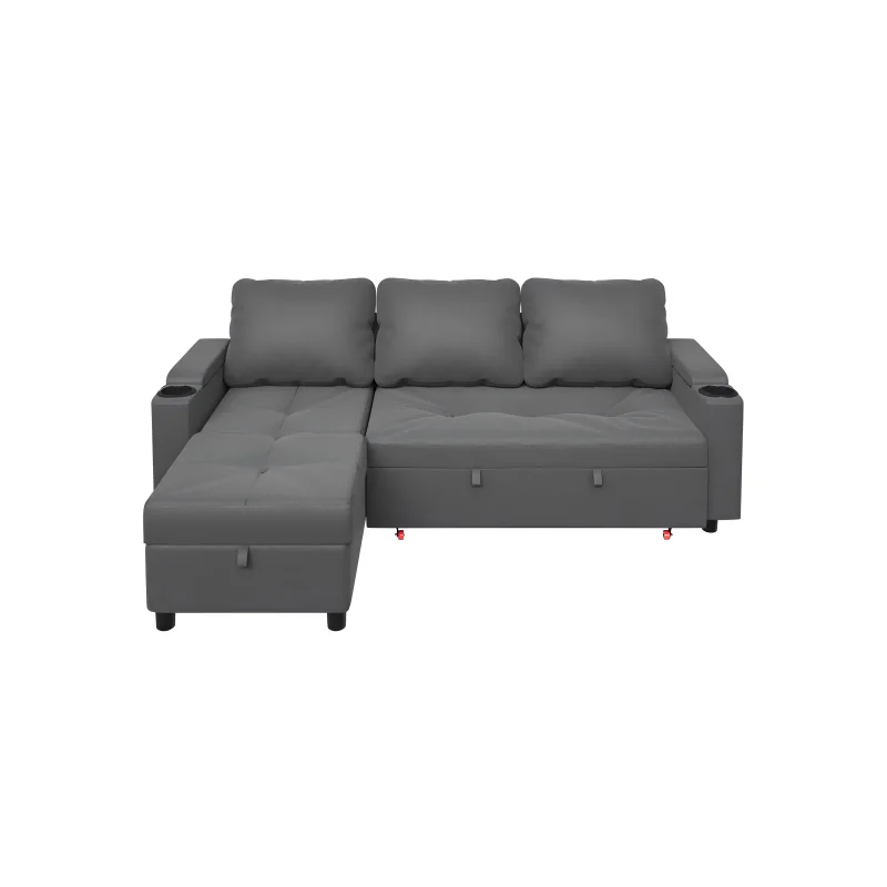 Sofá esquinero Homall con cama extraíble y caja de almacenamiento, sofá de 3 plazas, sofá extensible en forma de L, sofá cama pequeño para sala de estar